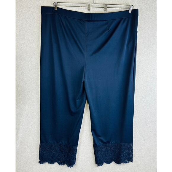 Isaac Mizrahi Live Womans 4XT Tall Plus Pants Pull On Wide Leg Blue Stretch Lace - Picture 6 of 10